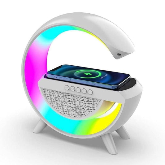 3 IN 1 MULTIFUNCTION G SHAPE LED BLUTOOTH SPEAKER WITH WIRELESD FAST CHARGER